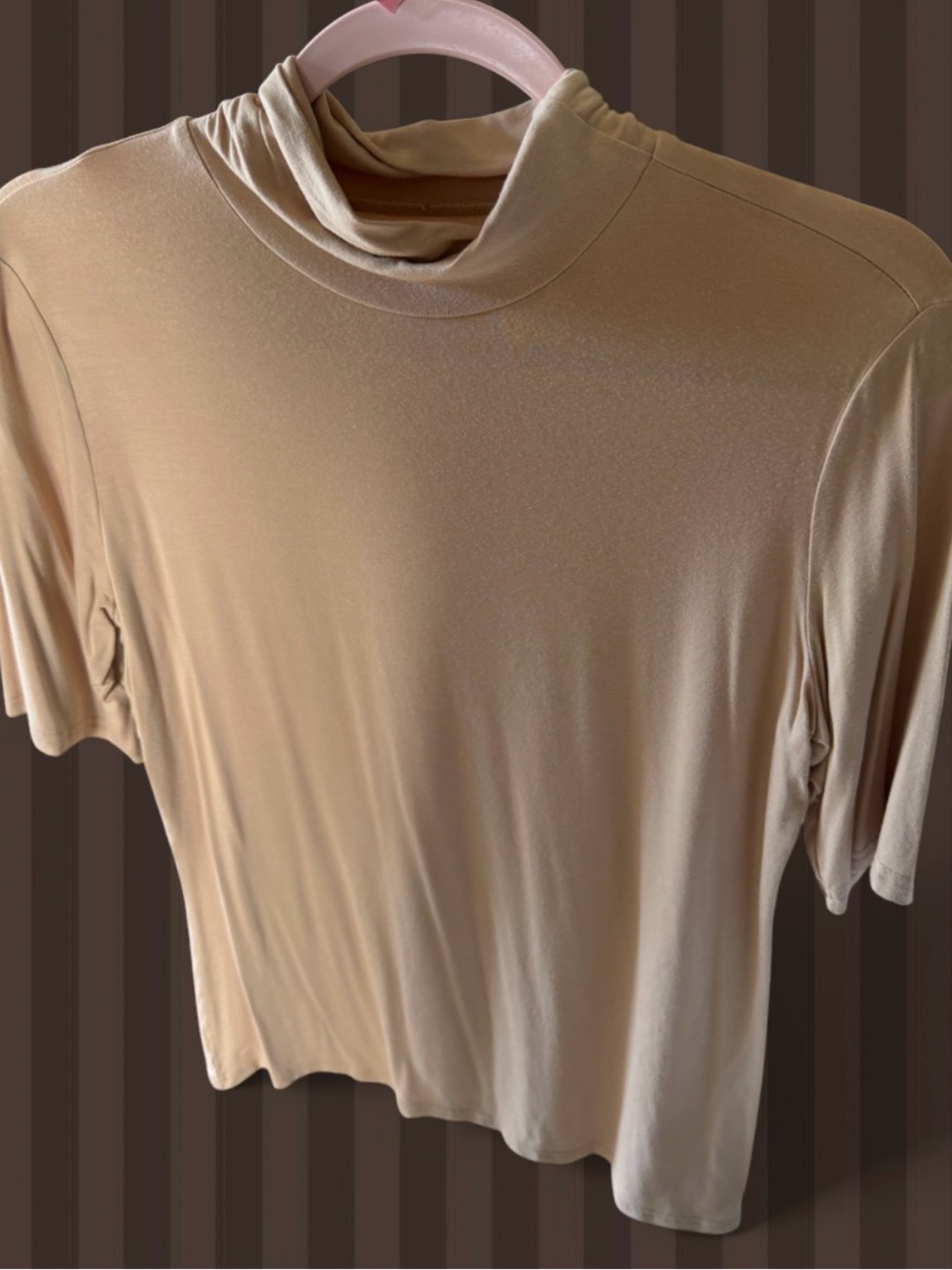 Women’s Neutral Turtleneck Short Sleeve Top - Cream